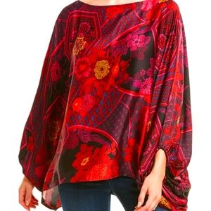 Natori Garden Tapestry Silk Crinkle Top
